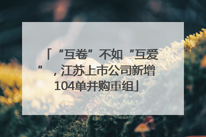 “互卷”不如“互爱”，江苏上市公司新增104单并购重组
