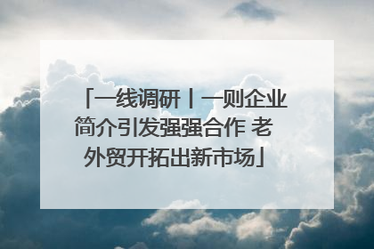 一线调研丨一则企业简介引发强强合作 老外贸开拓出新市场