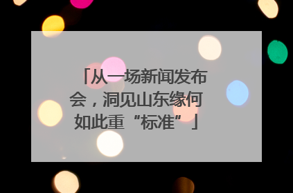 从一场新闻发布会，洞见山东缘何如此重“标准”
