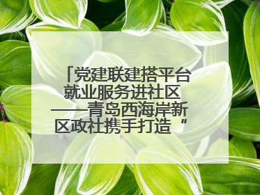 党建联建搭平台 就业服务进社区——青岛西海岸新区政社携手打造“零工之家”就业服务新阵地