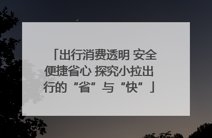 出行消费透明 安全便捷省心 探究小拉出行的“省”与“快”