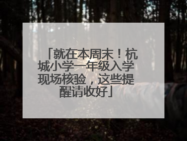 就在本周末！杭城小学一年级入学现场核验，这些提醒请收好
