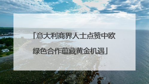 意大利商界人士点赞中欧绿色合作蕴藏黄金机遇