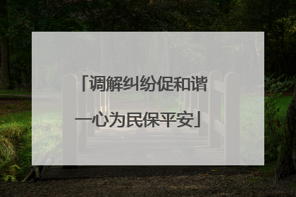 调解纠纷促和谐 一心为民保平安