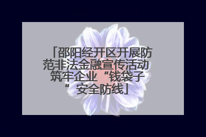 邵阳经开区开展防范非法金融宣传活动 筑牢企业“钱袋子”安全防线