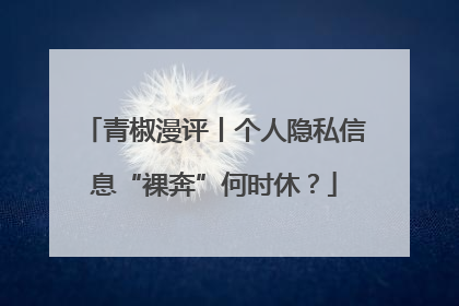 青椒漫评丨个人隐私信息“裸奔”何时休？